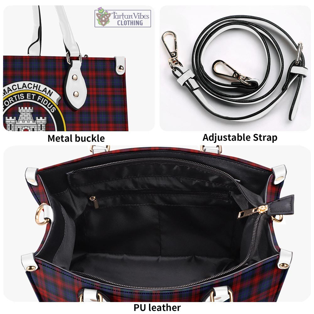 Tartan Vibes Clothing MacLachlan Tartan Luxury Leather Handbags with Family Crest