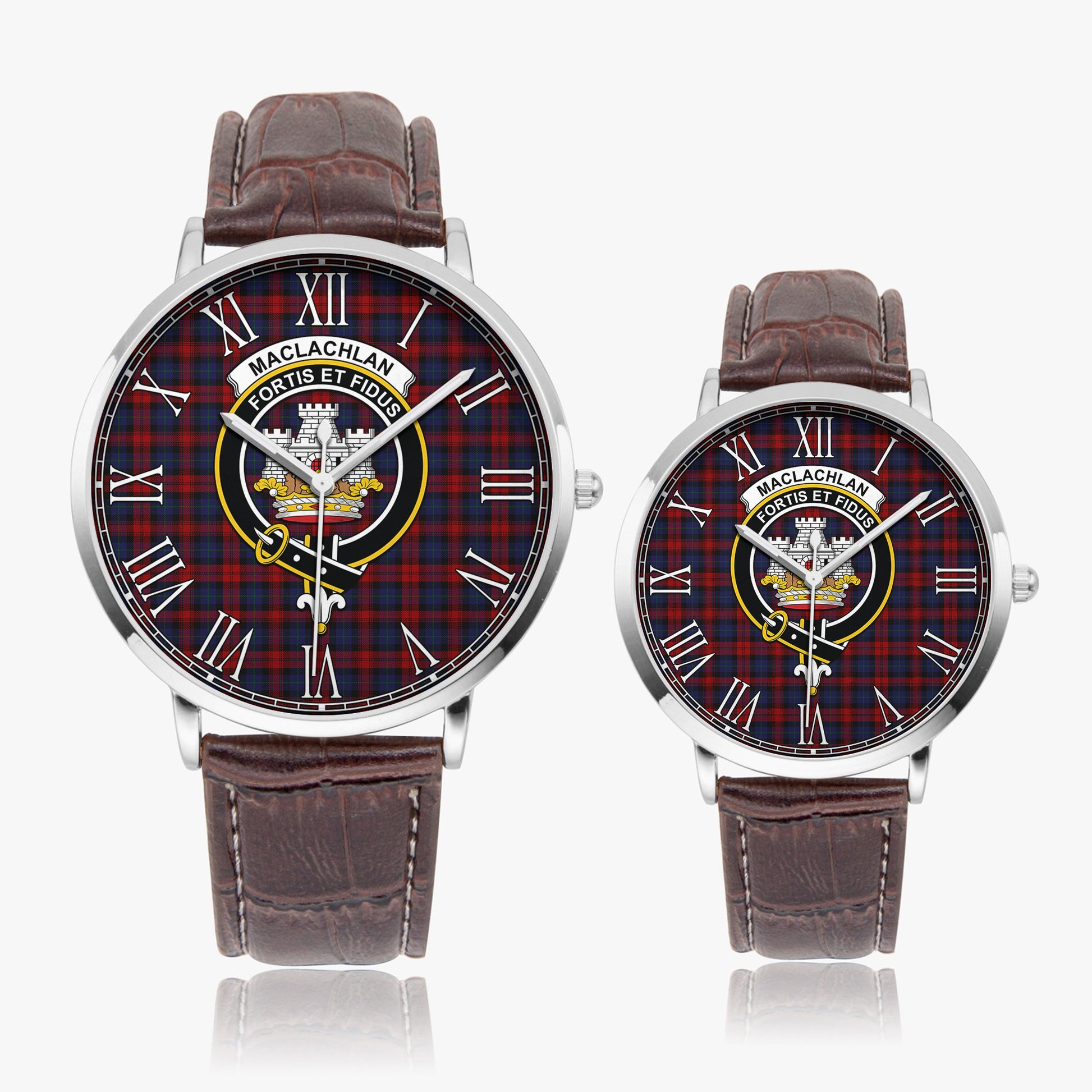 MacLachlan Tartan Family Crest Leather Strap Quartz Watch - Tartanvibesclothing