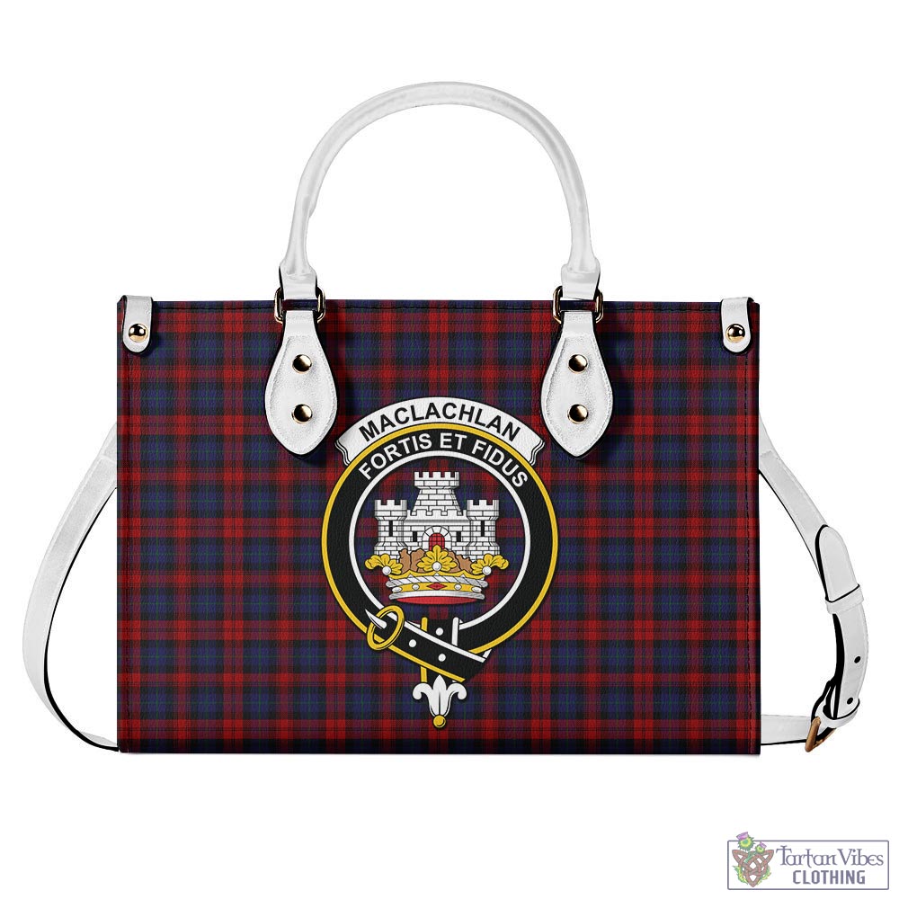 Tartan Vibes Clothing MacLachlan Tartan Luxury Leather Handbags with Family Crest