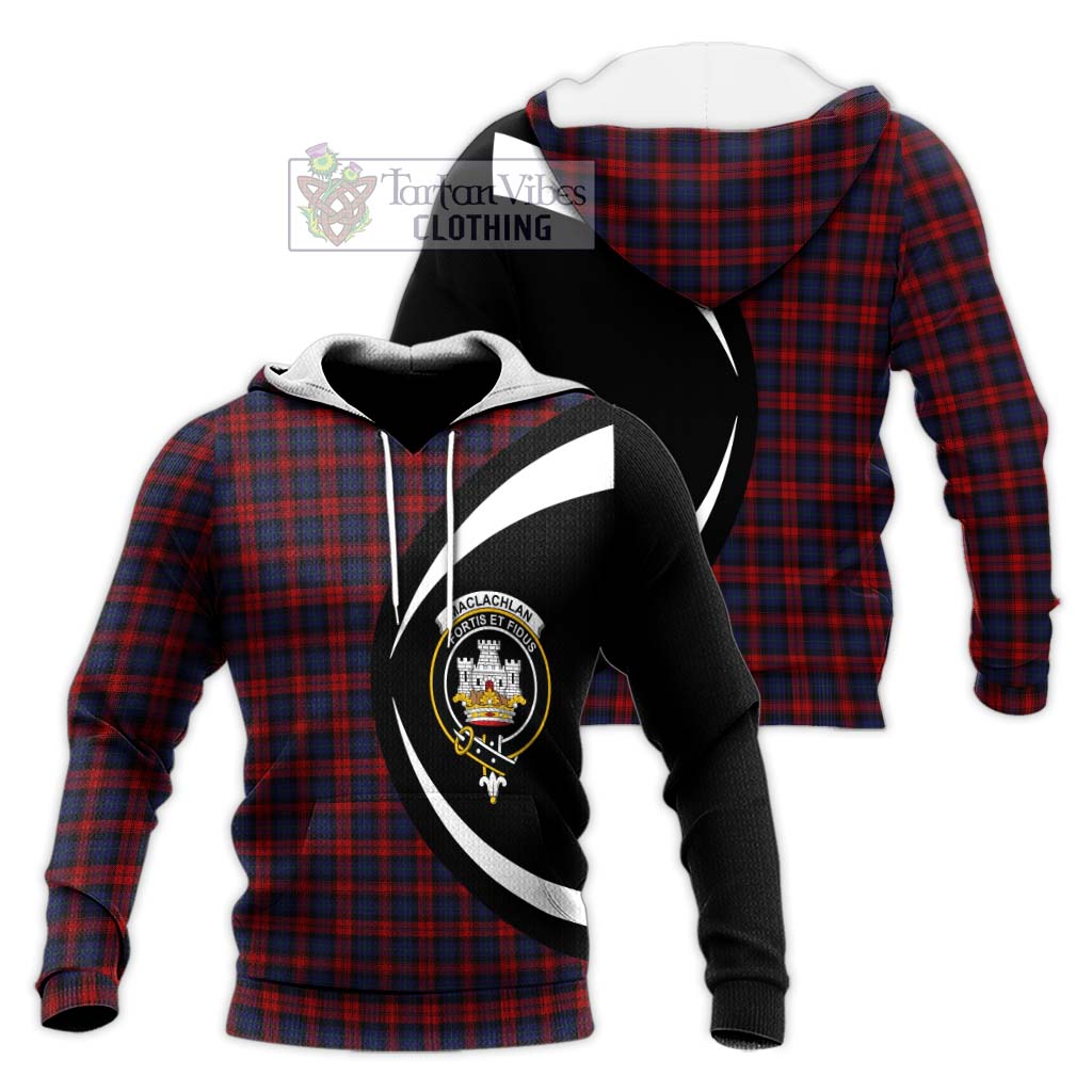 MacLachlan (McLachlan) Tartan Knitted Hoodie with Family Crest Circle Style Unisex Knitted Pullover Hoodie - Tartan Vibes Clothing