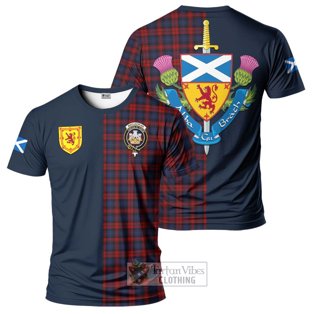 Tartan Vibes Clothing MacLachlan Tartan T-Shirt Alba with Scottish Lion Royal Arm Half Style