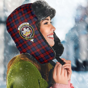 MacLachlan (McLachlan) Tartan Winter Trapper Hat with Family Crest