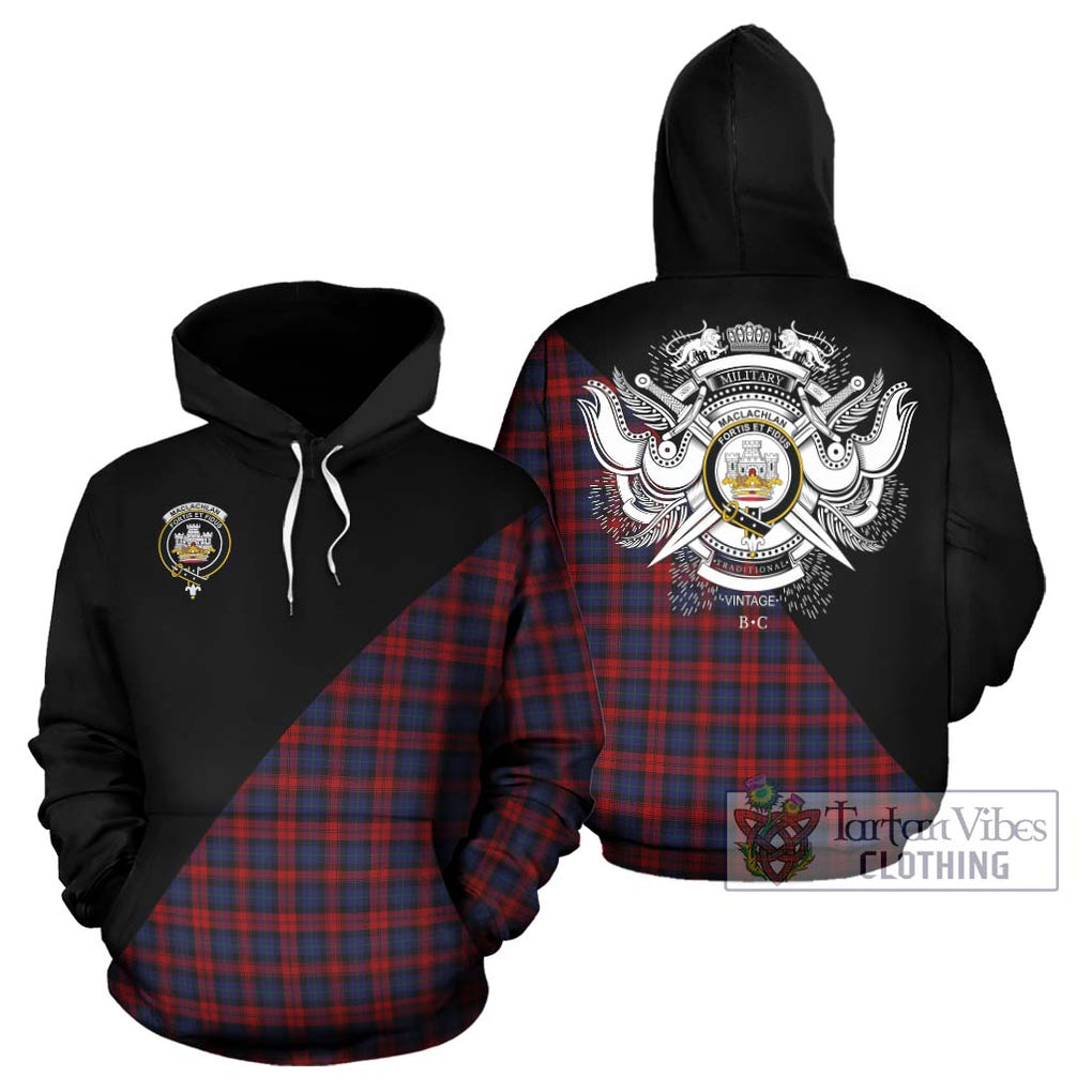 MacLachlan (McLachlan) Tartan Hoodie with Family Crest and Military Logo Style Zip Hoodie - Tartanvibesclothing Shop