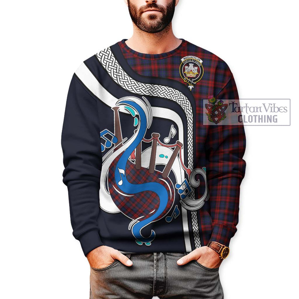 Tartan Vibes Clothing MacLachlan Tartan Sweatshirt with Epic Bagpipe Style