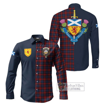 MacLachlan (McLachlan) Tartan Long Sleeve Button Shirt Alba with Scottish Lion Royal Arm Half Style