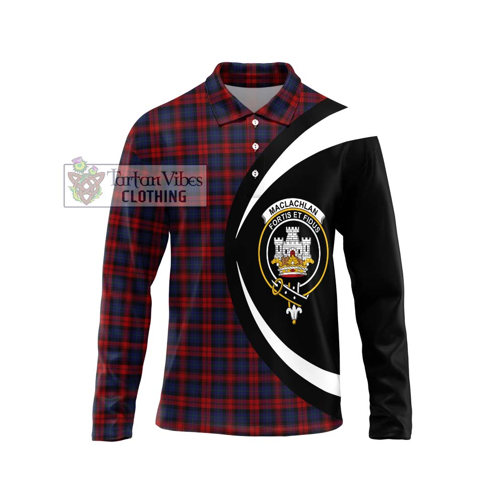 MacLachlan (McLachlan) Tartan Long Sleeve Polo Shirt with Family Crest Circle Style Unisex - Tartan Vibes Clothing