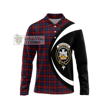 MacLachlan (McLachlan) Tartan Long Sleeve Polo Shirt with Family Crest Circle Style