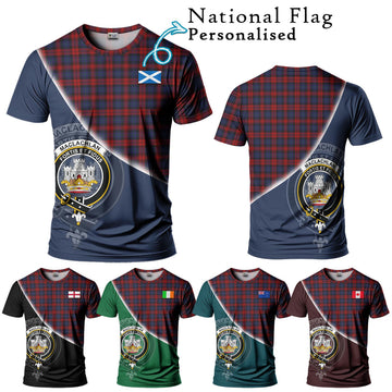 MacLachlan (McLachlan) Tartan T-Shirt with Personalised National Flag and Family Crest Half Style