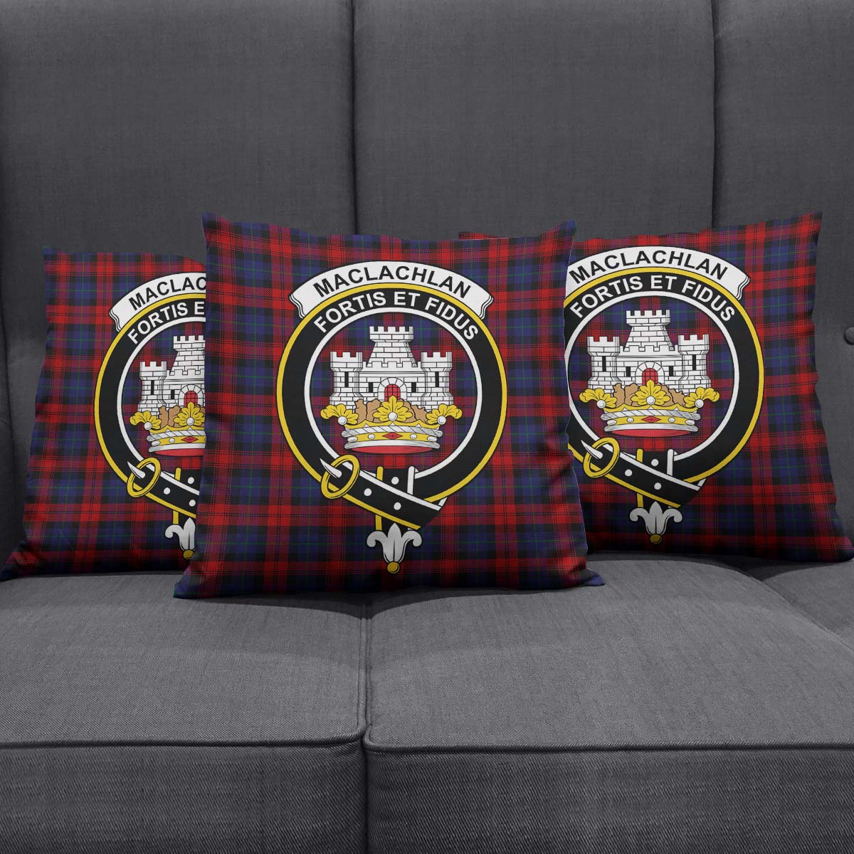 MacLachlan Tartan Pillow Cover with Family Crest Square Pillow Cover - Tartanvibesclothing