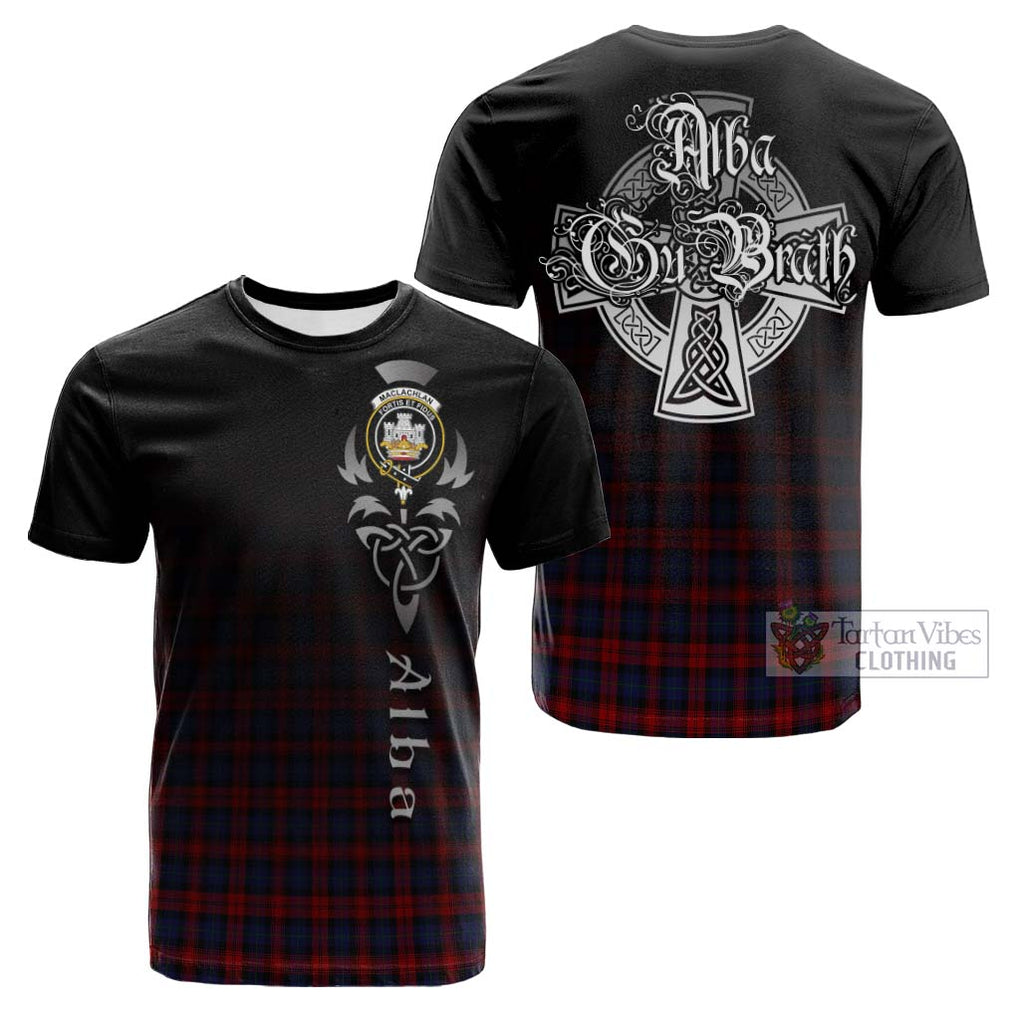 Tartan Vibes Clothing MacLachlan Tartan Cotton T-shirt Featuring Alba Gu Brath Family Crest Celtic Inspired