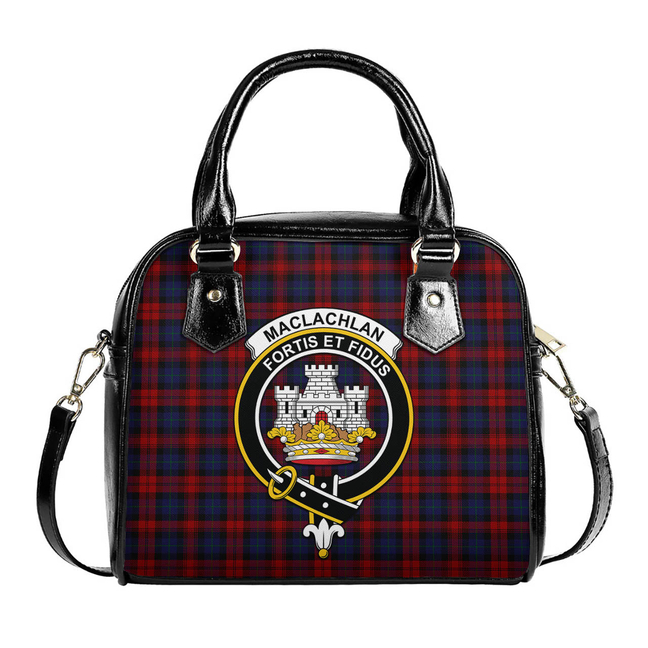 MacLachlan Tartan Shoulder Handbags with Family Crest One Size 6*25*22 cm - Tartanvibesclothing