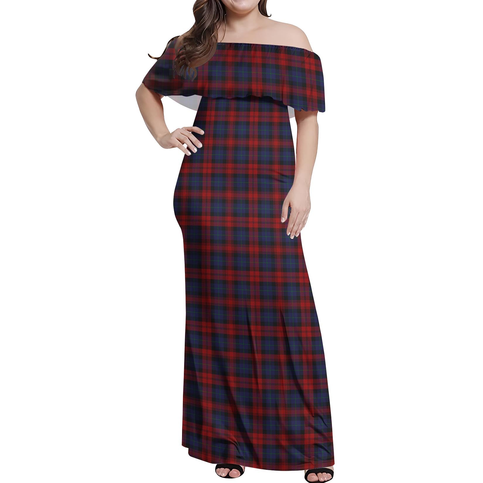 MacLachlan Tartan Off Shoulder Long Dress Women's Dress - Tartanvibesclothing