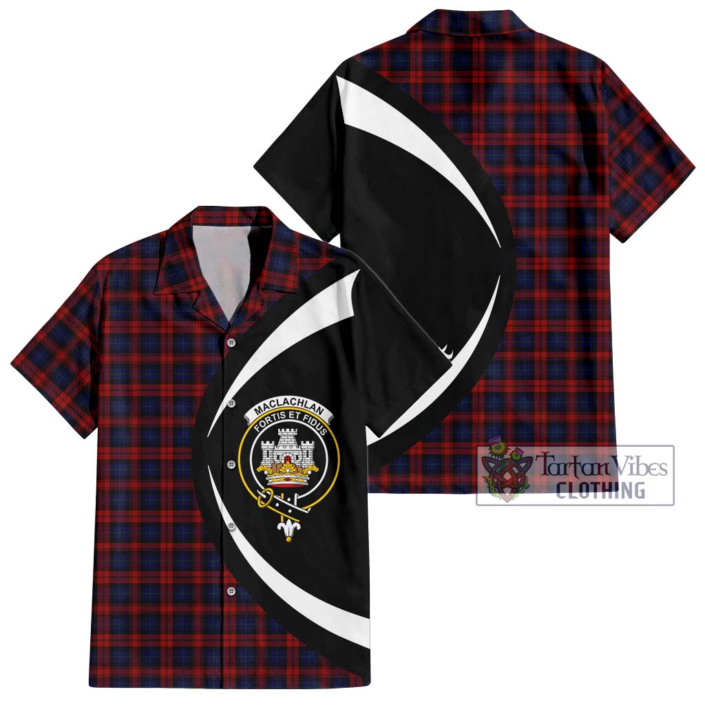 MacLachlan (McLachlan) Tartan Short Sleeve Button Up with Family Crest Circle Style Kid - Tartan Vibes Clothing