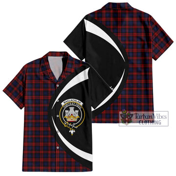 MacLachlan (McLachlan) Tartan Short Sleeve Button Up with Family Crest Circle Style