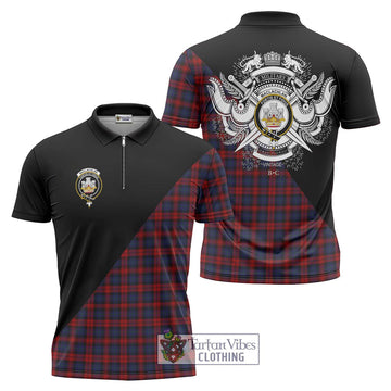 MacLachlan (McLachlan) Tartan Zipper Polo Shirt with Family Crest and Military Logo Style