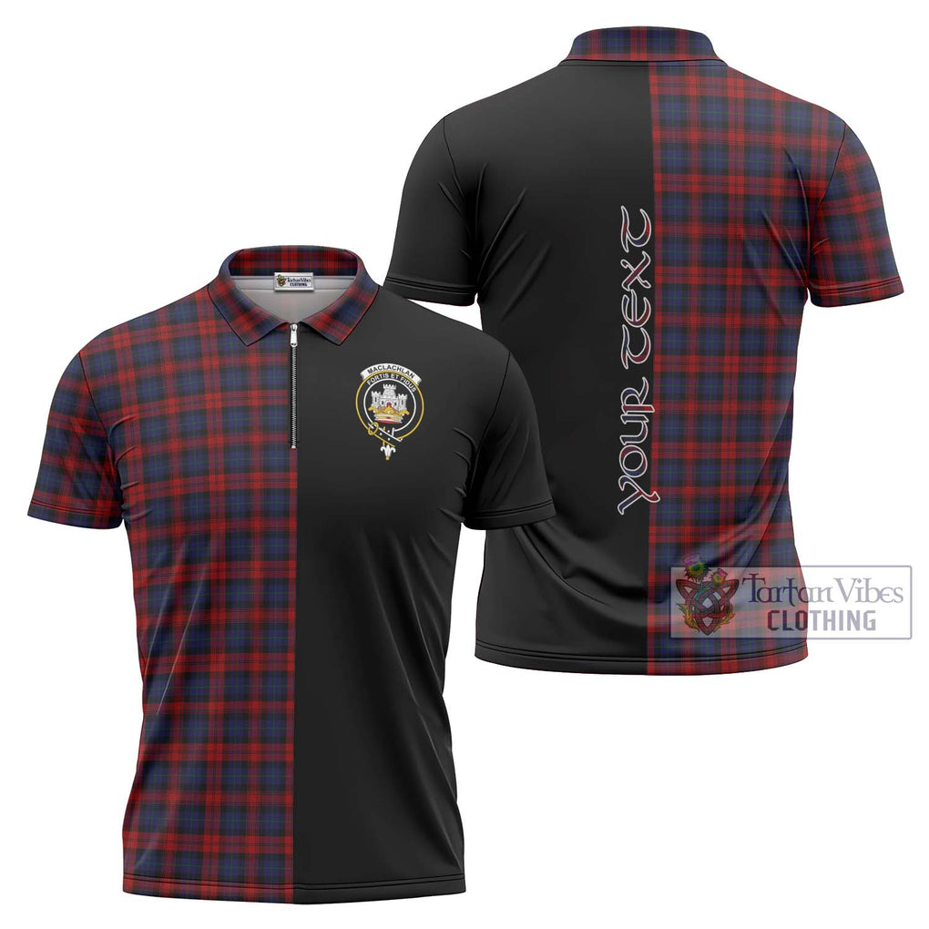 MacLachlan (McLachlan) Tartan Zipper Polo Shirt with Family Crest and Half Of Me Style Unisex - Tartanvibesclothing Shop