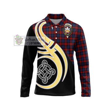 MacLachlan (McLachlan) Tartan Long Sleeve Polo Shirt with Family Crest and Celtic Symbol Style