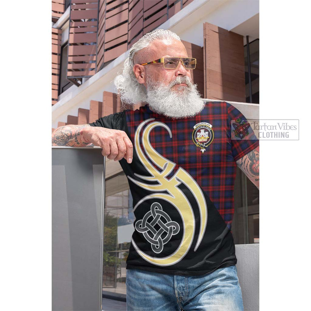 Tartan Vibes Clothing MacLachlan Tartan Cotton T-shirt with Family Crest and Celtic Symbol Style