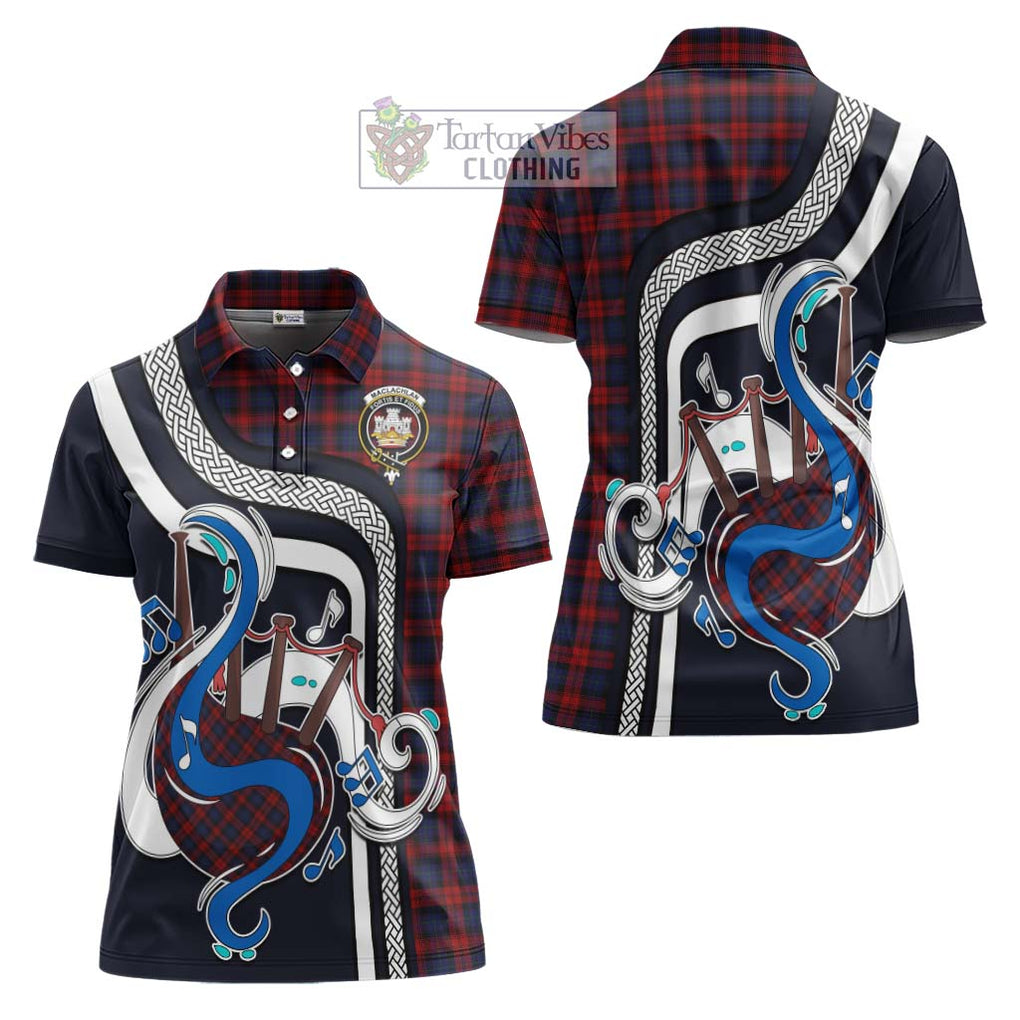 MacLachlan (McLachlan) Tartan Women's Polo Shirt with Epic Bagpipe Style Women - Tartanvibesclothing Shop