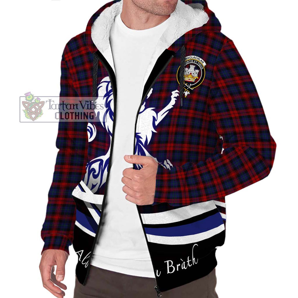 MacLachlan (McLachlan) Tartan Sherpa Hoodie with Alba Gu Brath Regal Lion Emblem Unisex S - Tartanvibesclothing Shop