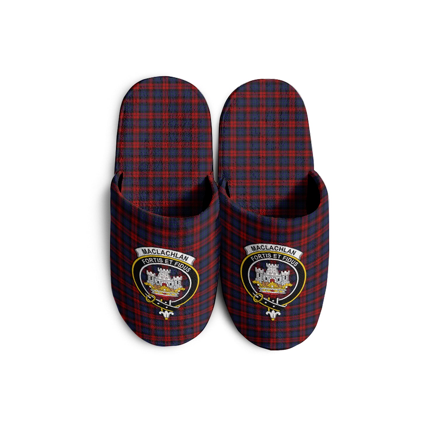 MacLachlan Tartan Home Slippers with Family Crest - Tartanvibesclothing