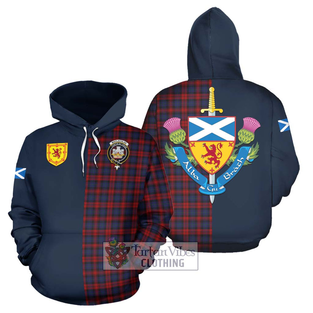 Tartan Vibes Clothing MacLachlan Tartan Hoodie with Scottish Lion Royal Arm Half Style