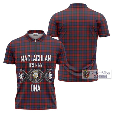 MacLachlan (McLachlan) Tartan Zipper Polo Shirt with Family Crest DNA In Me Style Unisex - Tartan Vibes Clothing