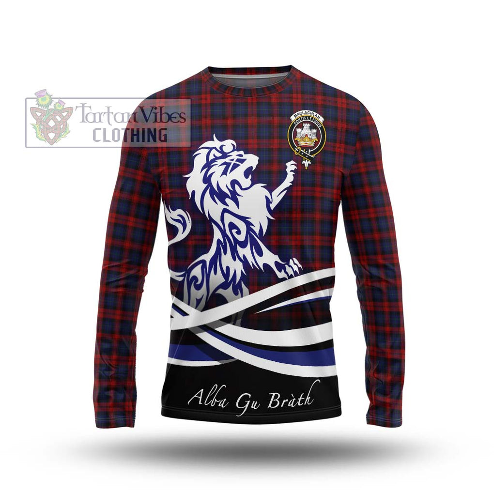 MacLachlan (McLachlan) Tartan Long Sleeve T-Shirt with Alba Gu Brath Regal Lion Emblem Unisex - Tartanvibesclothing Shop