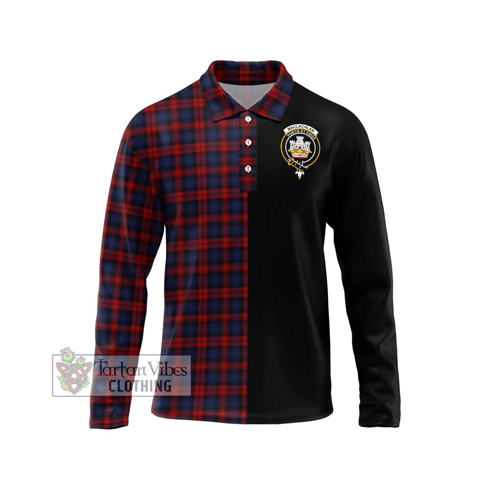 MacLachlan (McLachlan) Tartan Long Sleeve Polo Shirt with Family Crest and Half Of Me Style Unisex - Tartanvibesclothing Shop