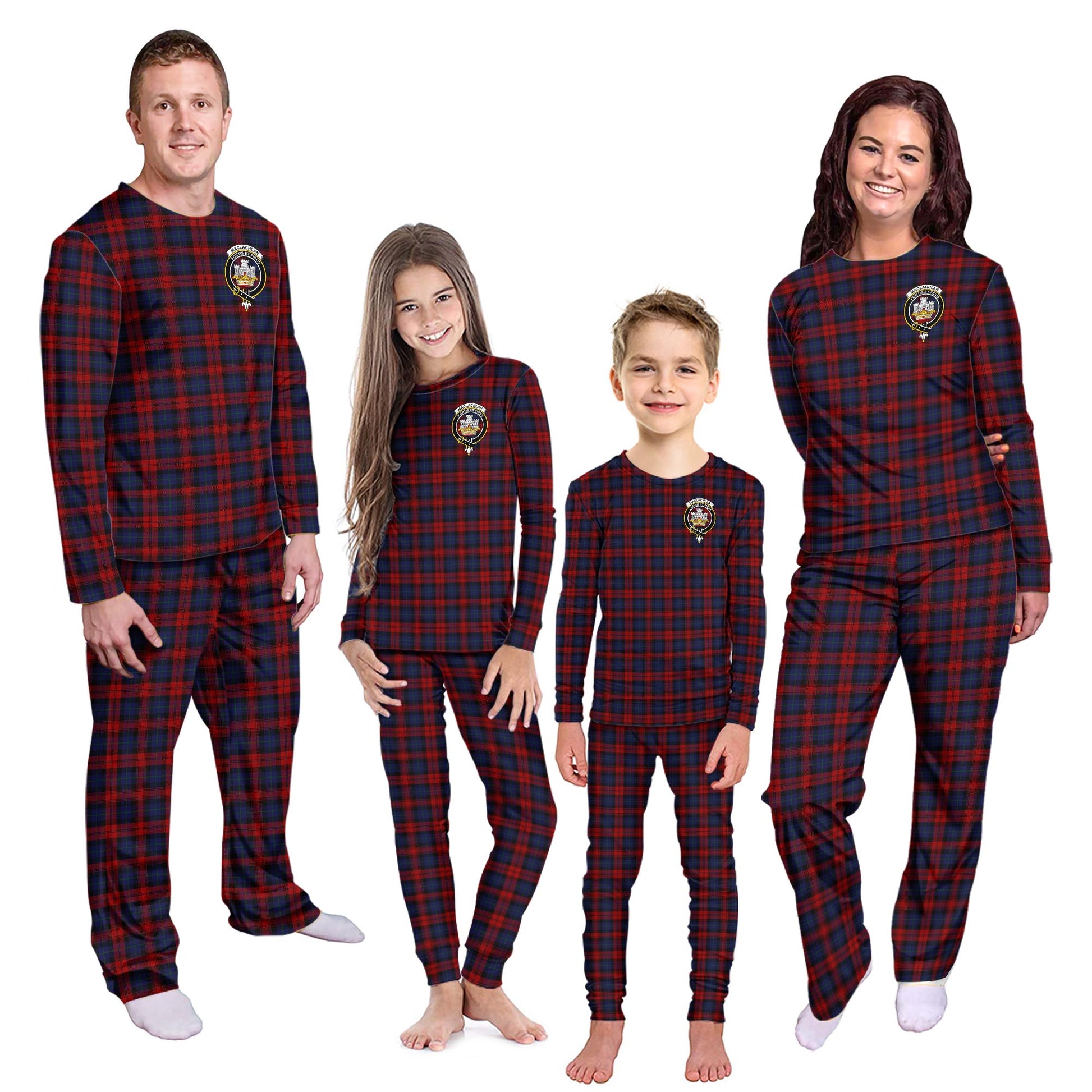 MacLachlan Tartan Pajamas Family Set with Family Crest - Tartanvibesclothing