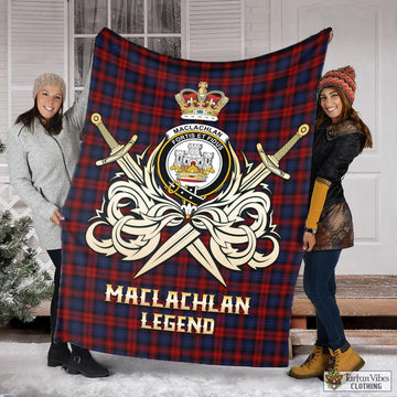 MacLachlan (McLachlan) Tartan Blanket with Clan Crest and the Golden Sword of Courageous Legacy