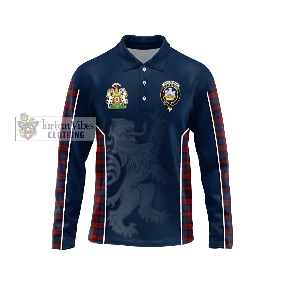 MacLachlan (McLachlan) Tartan Long Sleeve Polo Shirt with Family Crest and Lion Rampant Vibes Sport Style Unisex - Tartan Vibes Clothing