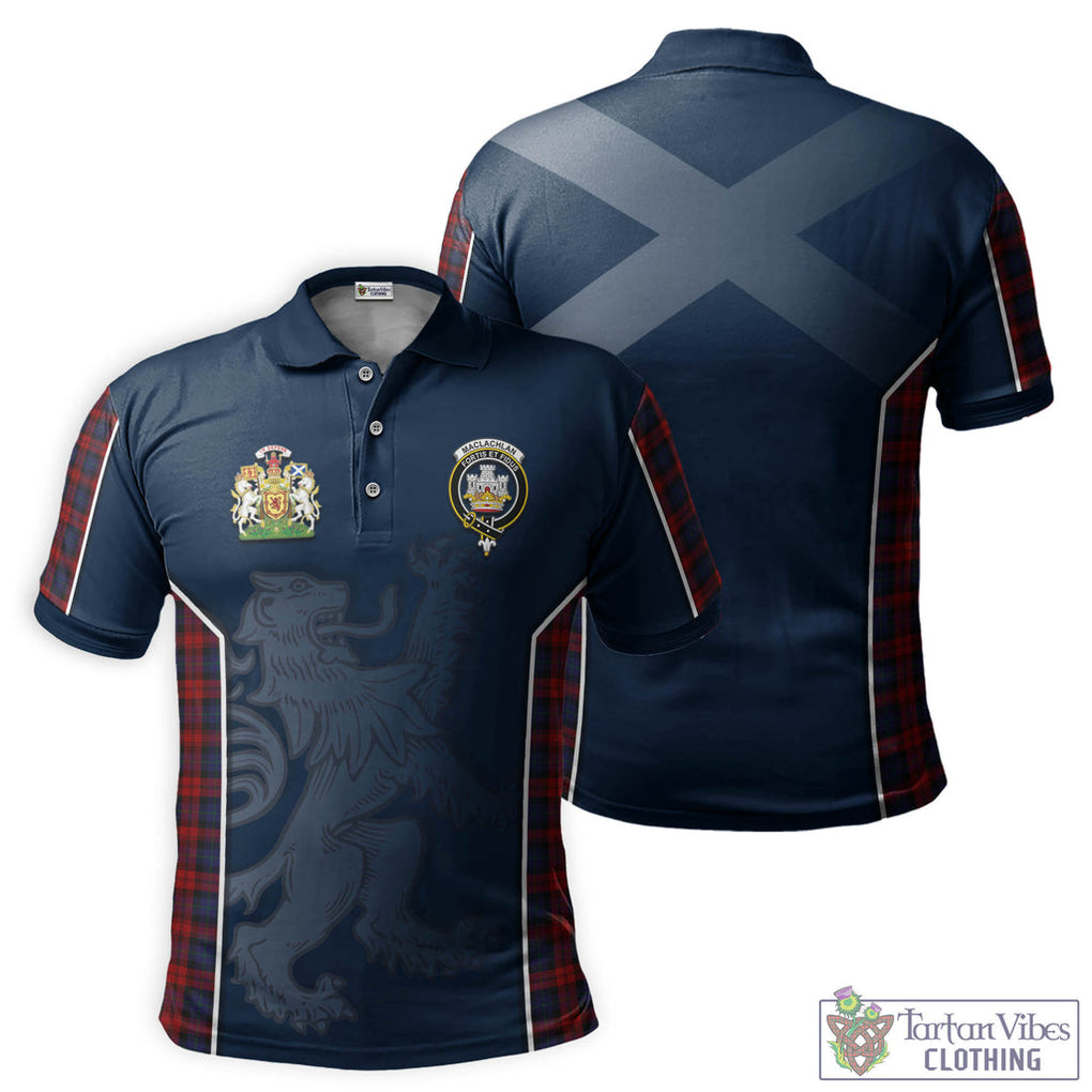 Tartan Vibes Clothing MacLachlan Tartan Men's Polo Shirt with Family Crest and Lion Rampant Vibes Sport Style