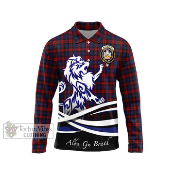 MacLachlan (McLachlan) Tartan Long Sleeve Polo Shirt with Alba Gu Brath Regal Lion Emblem