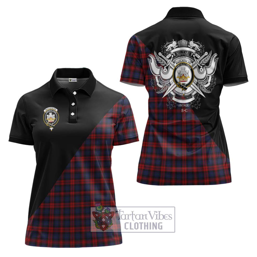 MacLachlan (McLachlan) Tartan Women's Polo Shirt with Family Crest and Military Logo Style Women - Tartanvibesclothing Shop