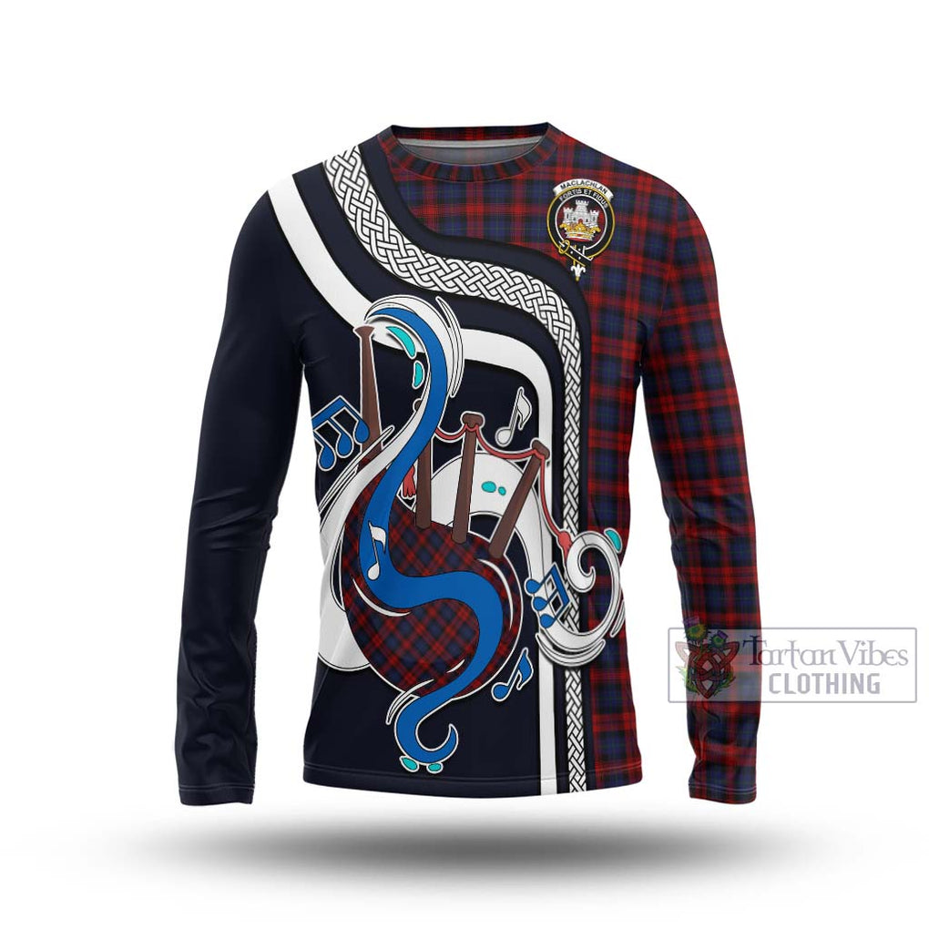 Tartan Vibes Clothing MacLachlan Tartan Long Sleeve T-Shirt with Epic Bagpipe Style