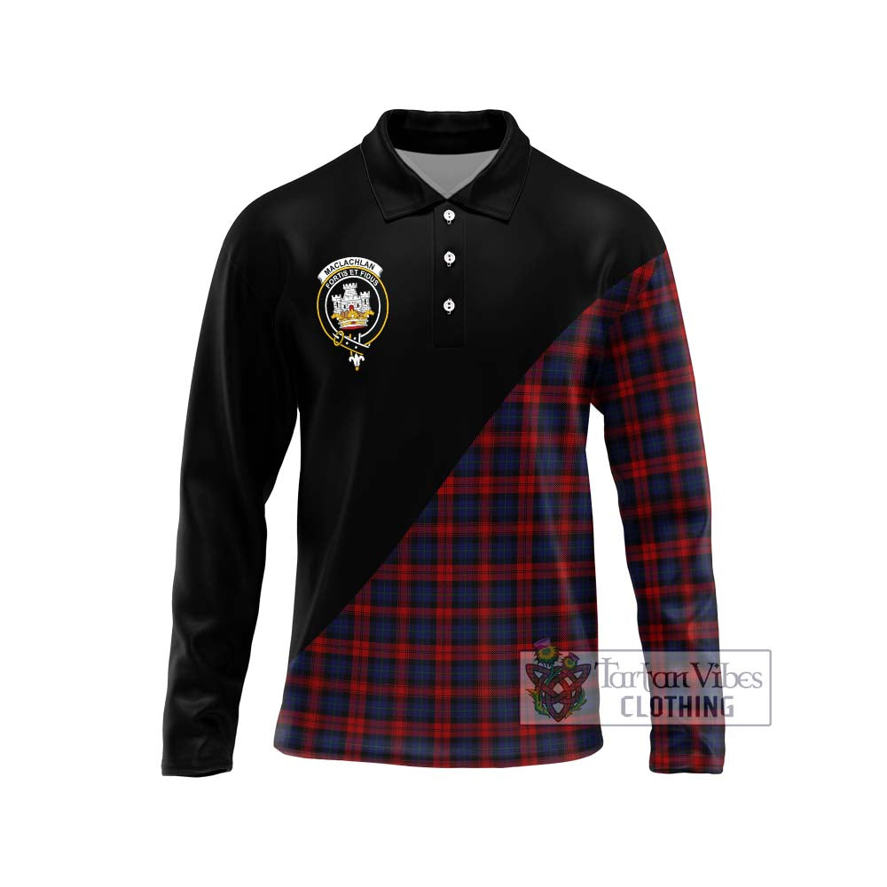 MacLachlan (McLachlan) Tartan Long Sleeve Polo Shirt with Family Crest and Military Logo Style Unisex - Tartanvibesclothing Shop