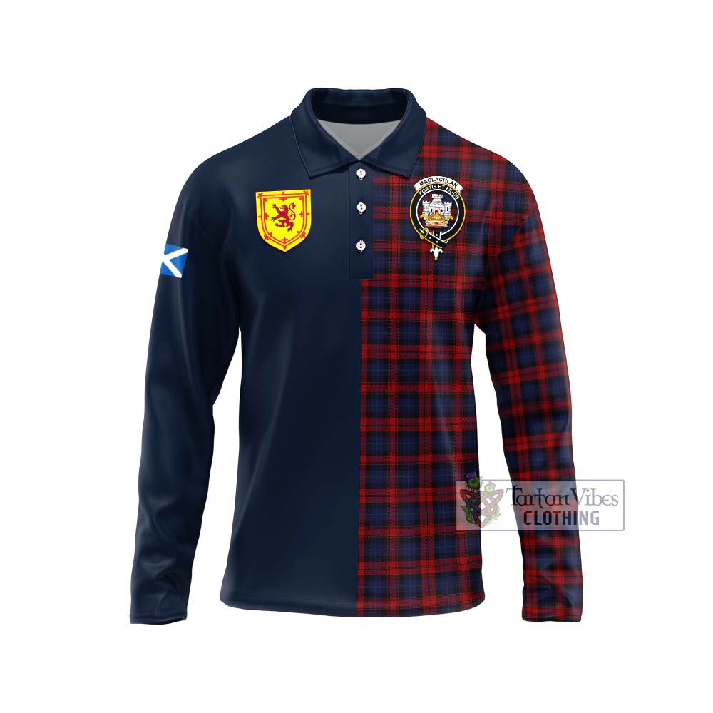 Tartan Vibes Clothing MacLachlan Tartan Long Sleeve Polo Shirt with Scottish Lion Royal Arm Half Style