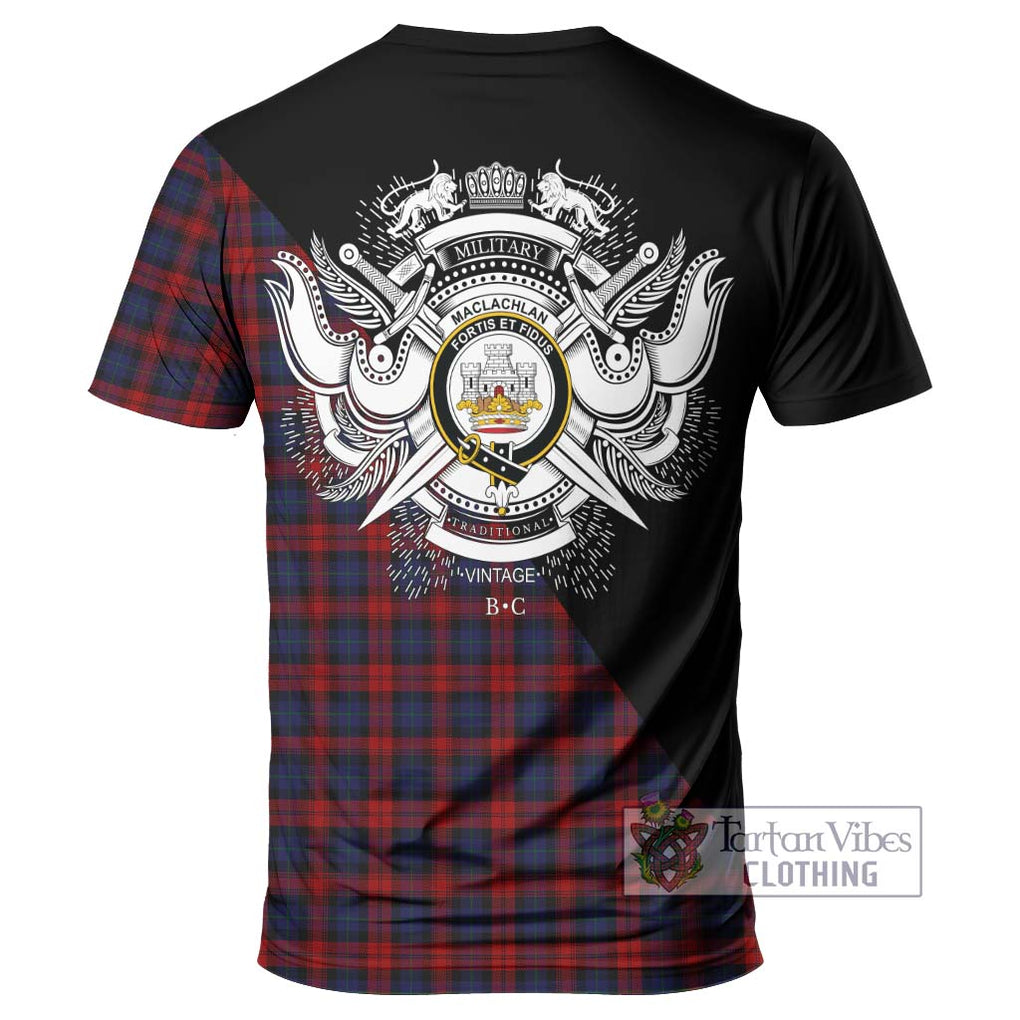 MacLachlan (McLachlan) Tartan T-Shirt with Family Crest and Military Logo Style - Tartanvibesclothing Shop