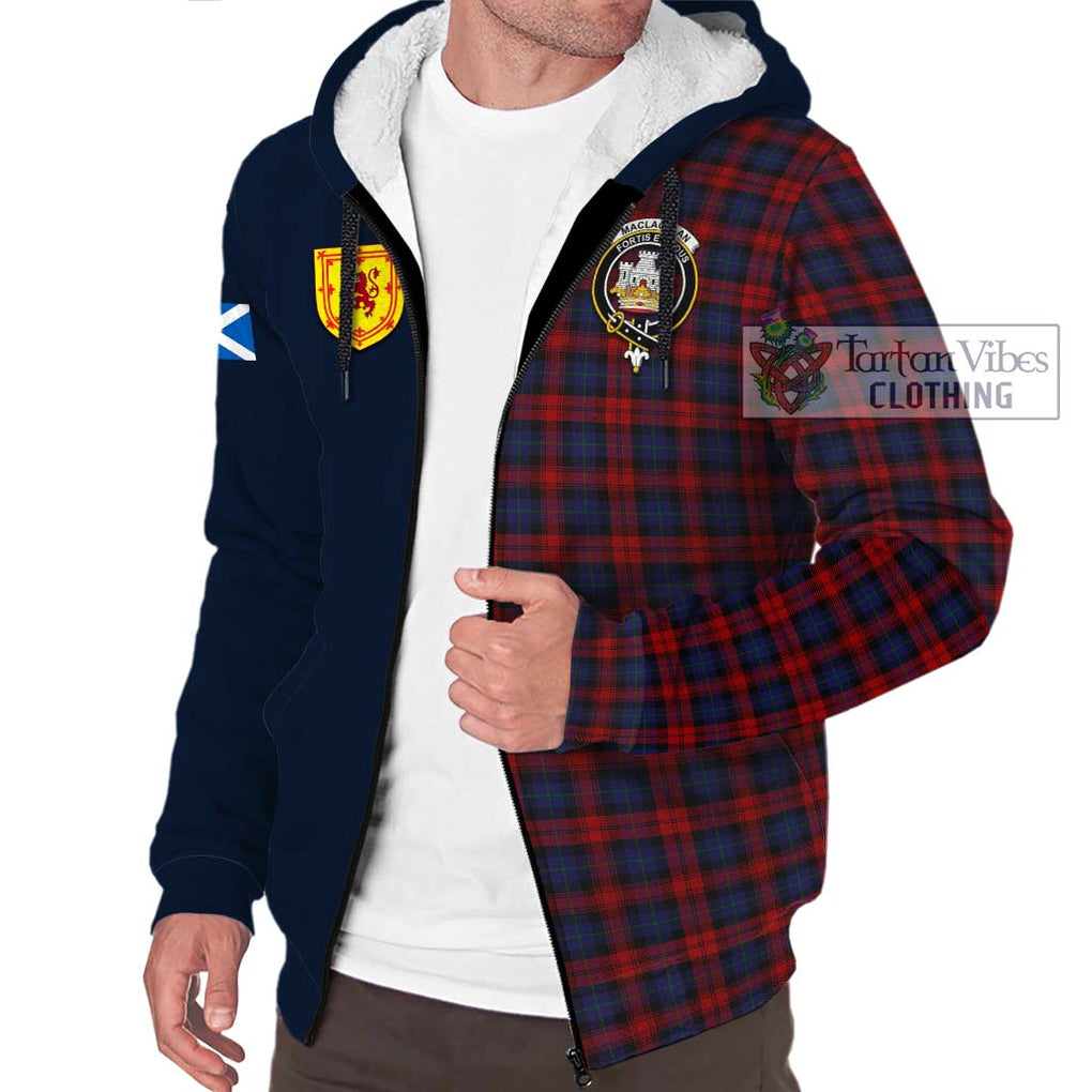 Tartan Vibes Clothing MacLachlan Tartan Sherpa Hoodie with Scottish Lion Royal Arm Half Style