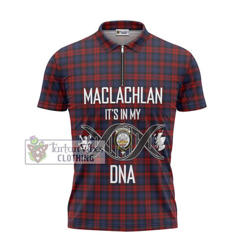 MacLachlan (McLachlan) Tartan Zipper Polo Shirt with Family Crest DNA In Me Style - Tartan Vibes Clothing