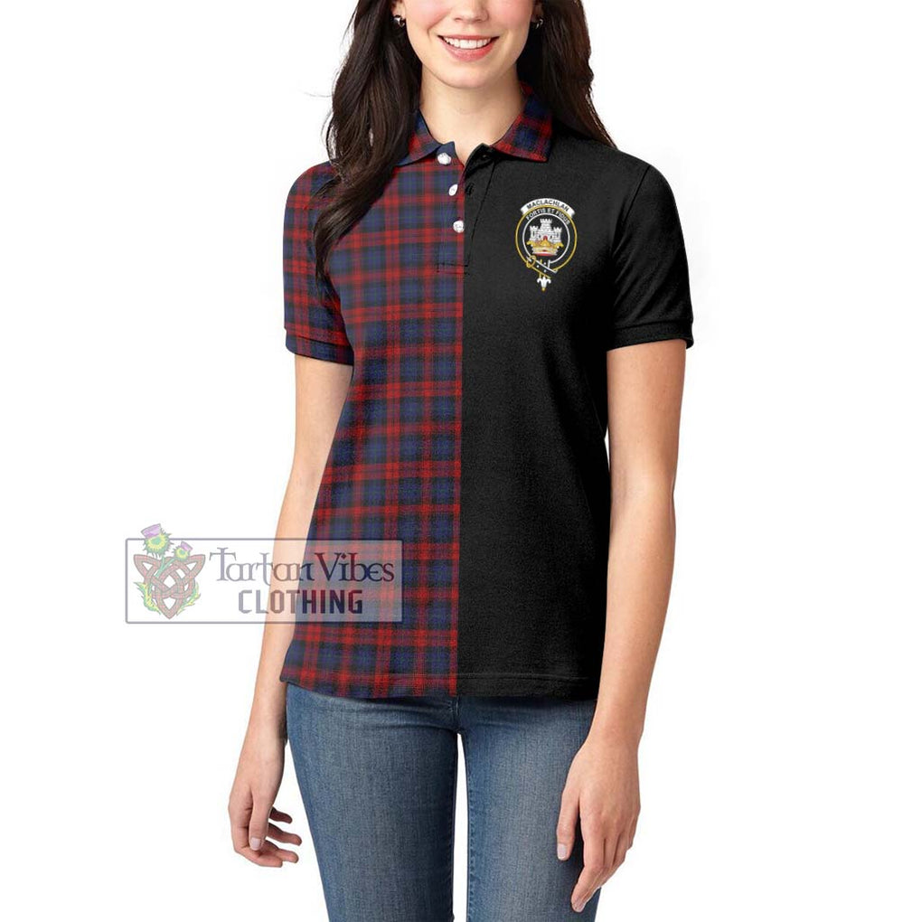 MacLachlan (McLachlan) Tartan Women's Polo Shirt with Family Crest and Half Of Me Style - Tartanvibesclothing Shop