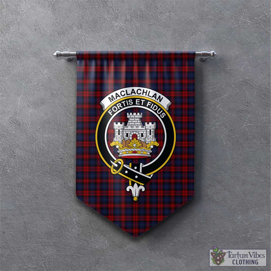 Tartan Vibes Clothing MacLachlan Tartan Gonfalon, Tartan Banner with Family Crest