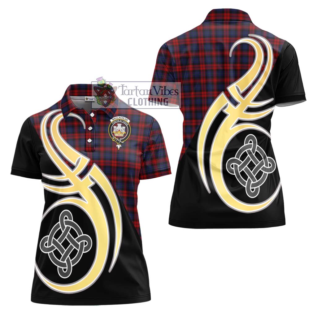 MacLachlan (McLachlan) Tartan Women's Polo Shirt with Family Crest and Celtic Symbol Style - Tartan Vibes Clothing