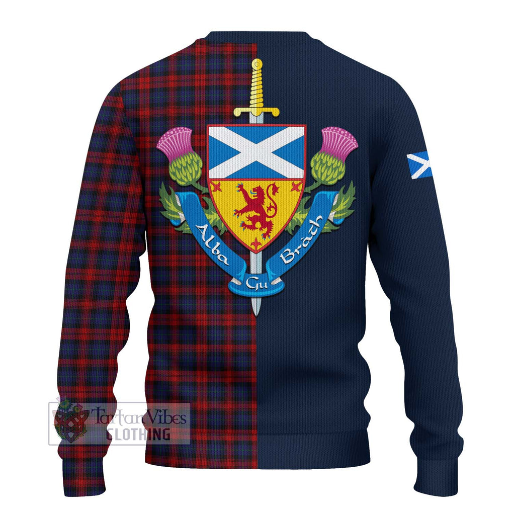 Tartan Vibes Clothing MacLachlan Tartan Knitted Sweater with Scottish Lion Royal Arm Half Style