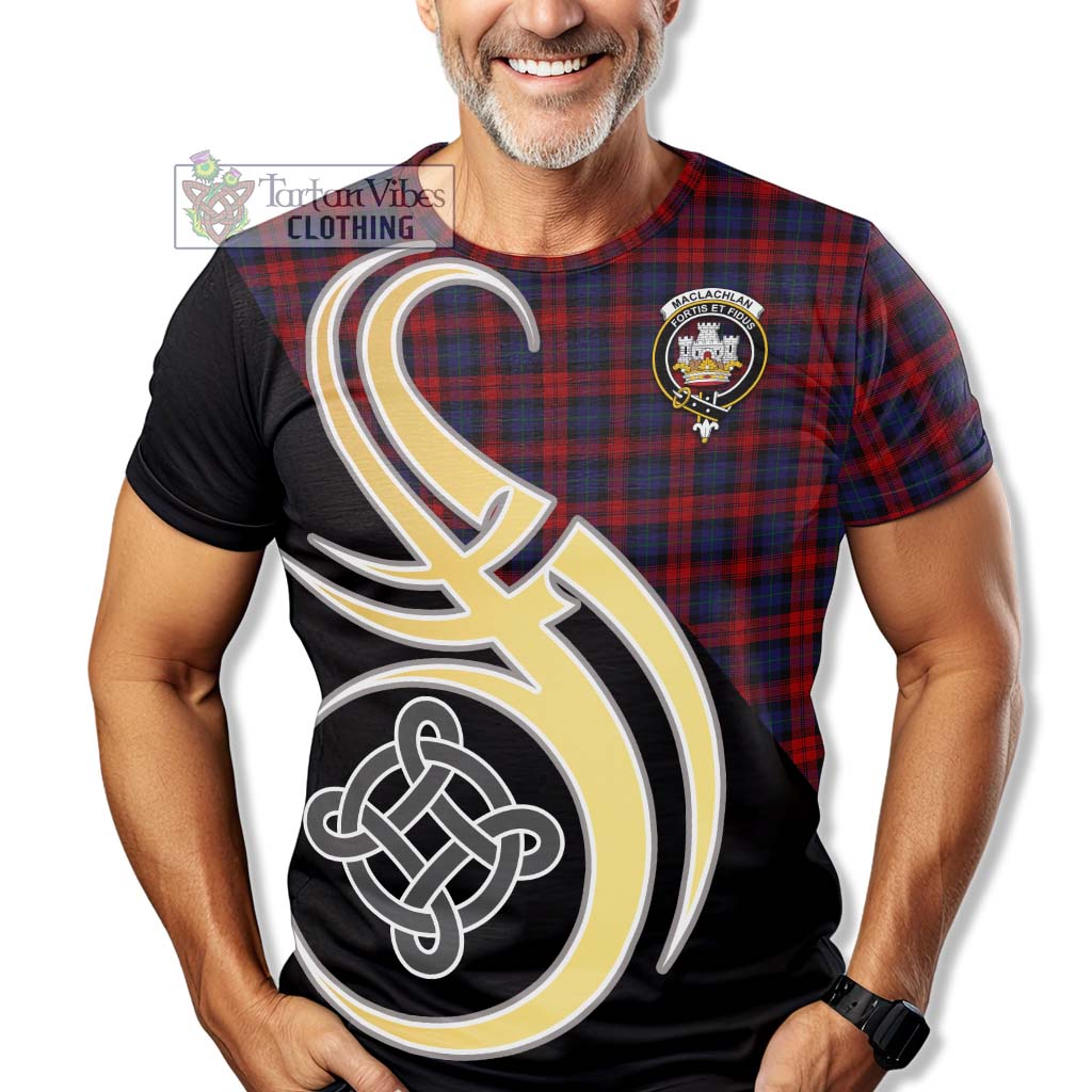 Tartan Vibes Clothing MacLachlan Tartan T-Shirt with Family Crest and Celtic Symbol Style