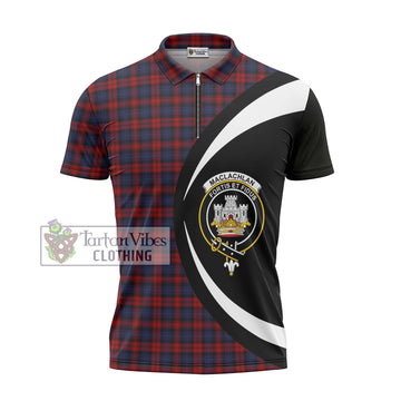 MacLachlan (McLachlan) Tartan Zipper Polo Shirt with Family Crest Circle Style - Tartan Vibes Clothing