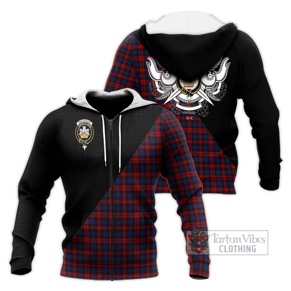 MacLachlan (McLachlan) Tartan Knitted Hoodie with Family Crest and Military Logo Style Unisex Knitted Zip Hoodie - Tartanvibesclothing Shop