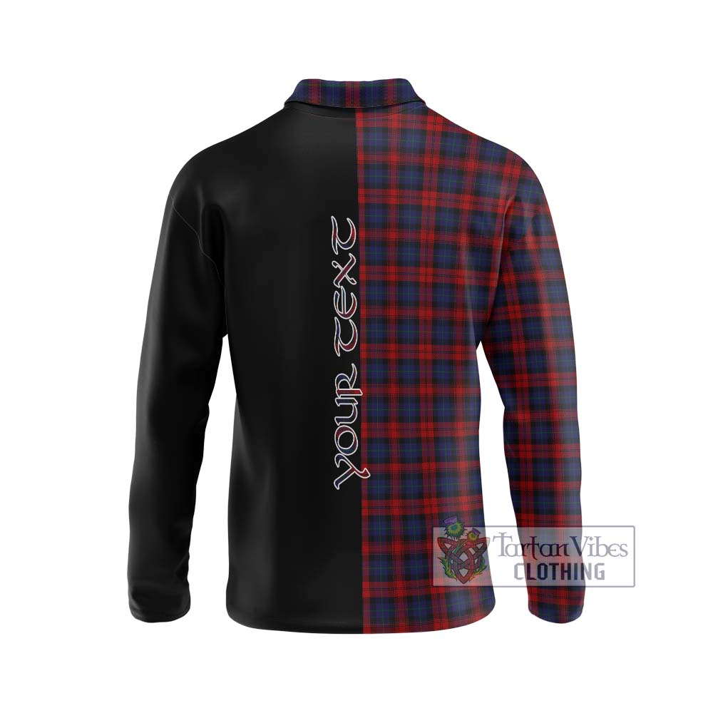 MacLachlan (McLachlan) Tartan Long Sleeve Polo Shirt with Family Crest and Half Of Me Style - Tartanvibesclothing Shop