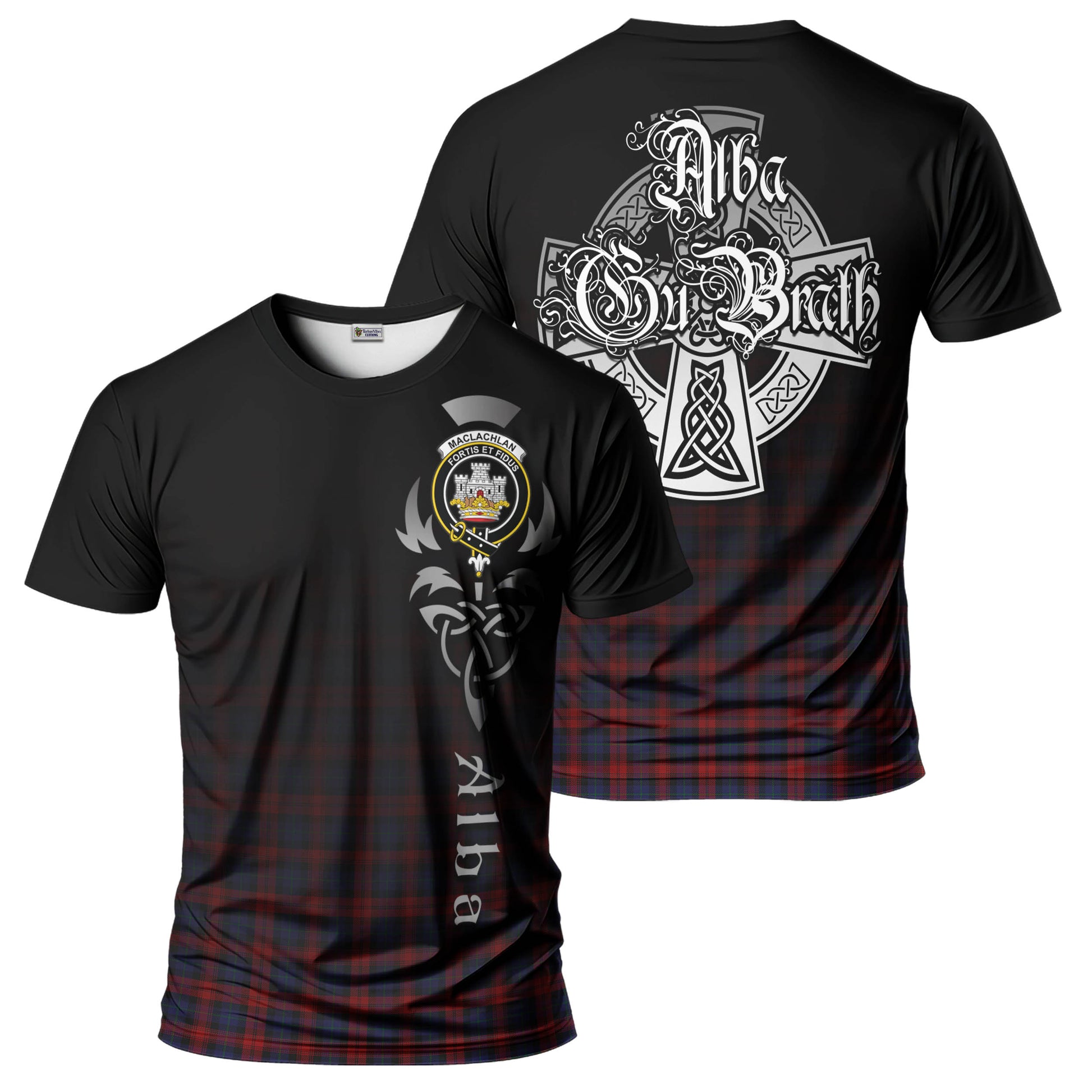 Tartan Vibes Clothing MacLachlan Tartan T-Shirt Featuring Alba Gu Brath Family Crest Celtic Inspired